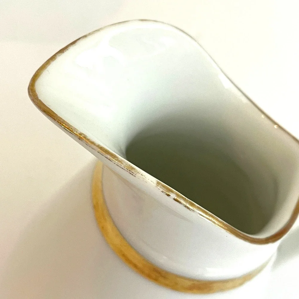 Antique CFH GDM Limoges France White Gold Porcelain Wedding Ring Teapot Creamer